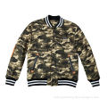 Men's Camo Varsity Jacket, Made of 100% Cotton Camouflage Printed Fabric